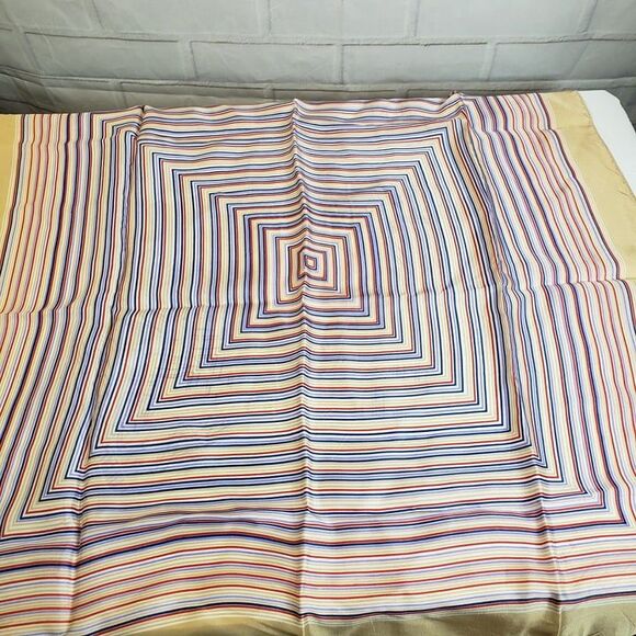 Vintage Made In Japan Gold Striped Satin Head Neck Scarf womens Jason Maxwell - Picture 6 of 10
